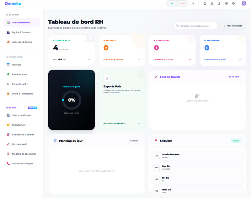 Interface KronoApp - Dossiers Collaborateurs